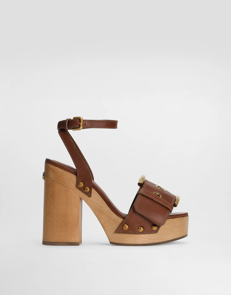  Dolce & Gabbana Dolce & Gabbana Cowhide Wedge Sandals - Woman Sandals And Wedges Brown 36 