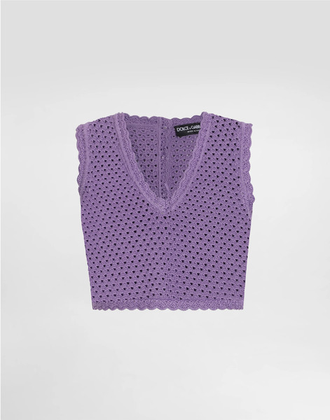  Dolce & Gabbana Dolce & Gabbana Crochet Crop Top - Woman Sweaters And Cardigans Purple 48 