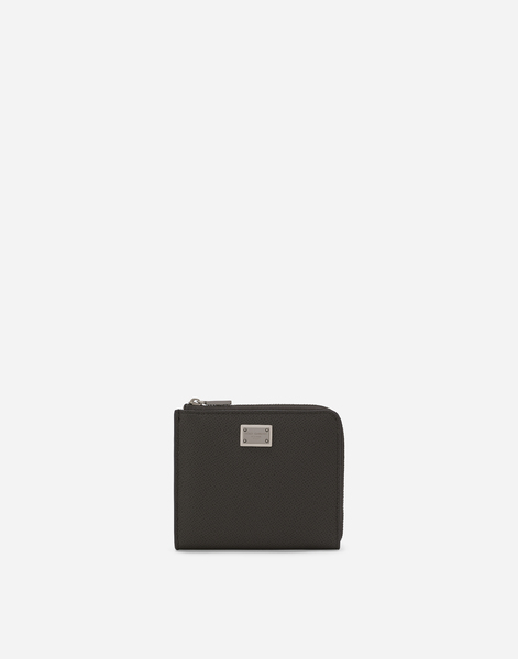  Dolce & Gabbana Dolce & Gabbana Dauphine Calfskin Card Holder - Man Wallets And Small Leather Goods Gray Leather Onesize 