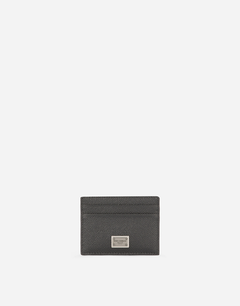  Dolce & Gabbana Dolce & Gabbana Dauphine Calfskin Card Holder - Man Wallets And Small Leather Goods Gray Leather Onesize 