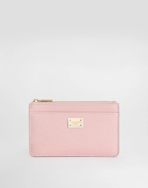  Dolce & Gabbana Dolce & Gabbana Dauphine Calfskin Card Holder - Woman Wallets And Small Leather Goods Pink Leather Onesize 