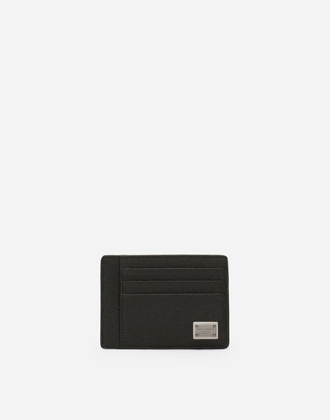  Dolce & Gabbana Dolce & Gabbana Dauphine-print Calfskin Card Holder - Man Wallets And Small Leather Goods Black Leather Onesize 