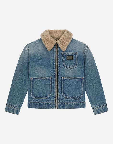  Dolce & Gabbana Dolce & Gabbana Denim Jacket With Faux Fur Lining - Man Coats And Jackets Blue Denim 12 Years 