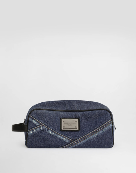  Dolce & Gabbana Dolce & Gabbana Denim Patchwork Necessaire - Man Briefcase And Clutches Blue Onesize 