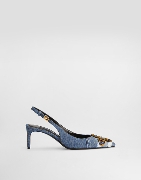  Dolce & Gabbana Dolce & Gabbana Denim Patchwork Slingback With Embroidery - Woman Pumps And Slingback Multi-colored 36 