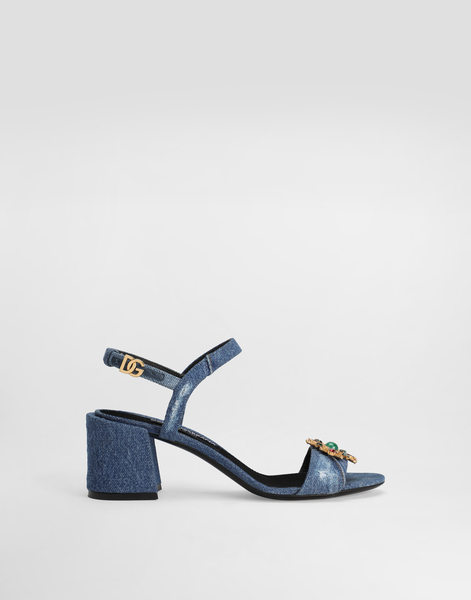  Dolce & Gabbana Dolce & Gabbana Denim Sandals With Embroidery And Stones - Woman Sandals And Wedges Multi-colored 35 