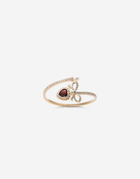  Dolce & Gabbana Dolce & Gabbana Devotion Bracelet 18 Carat Yellow Gold, Rhodolite Garnet And Sapphires - Woman Bracelets Gold M 