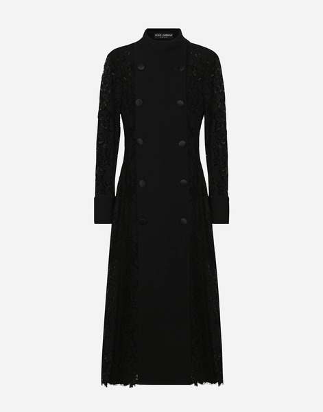  Dolce & Gabbana Dolce & Gabbana Double-breasted Cordonetto Lace And Wool Crêpe Coat - Woman Coats And Jackets Black 40 