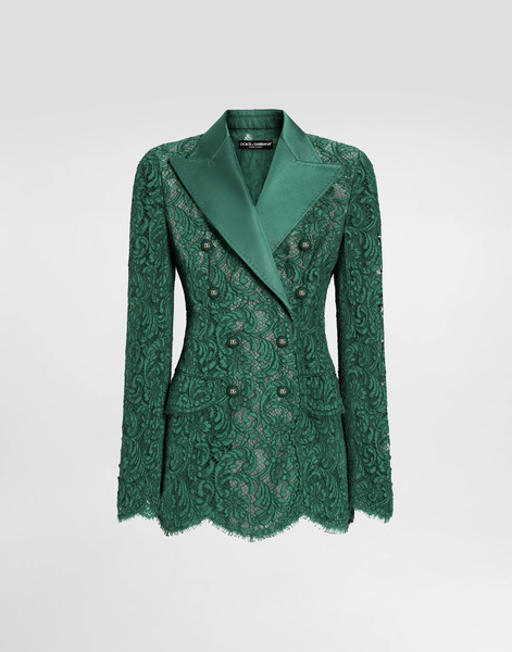  Dolce & Gabbana Dolce & Gabbana Double-breasted Lace Jacket - Woman Blazers Green 46 