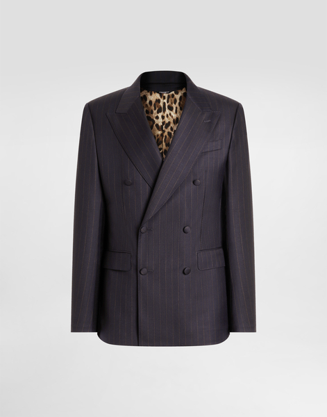  Dolce & Gabbana Dolce & Gabbana Double-breasted Sicilia Light Jacket In Pinstriped Wool - Man Suits And Blazers Multi-colored 52 