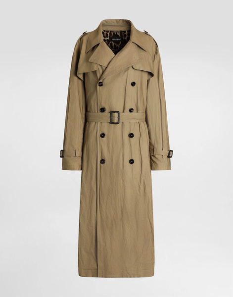  Dolce & Gabbana Dolce & Gabbana Double-breasted Trench Coat In Wrinkled-effect Cotton - Woman Coats And Jackets Beige 36 