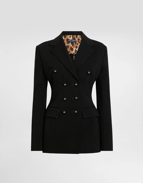  Dolce & Gabbana Dolce & Gabbana Double-breasted Turlington Jacket In Jersey Milano Rib - Woman Blazers Black Viscose 42 