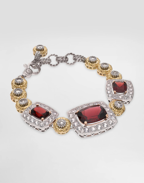  Dolce & Gabbana Dolce & Gabbana Eleganza Bracelet 18-carat White And Rose Gold, Garnets, And Sapphires - Woman Bracelets White Onesize 