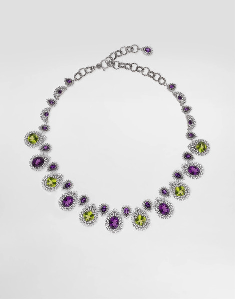  Dolce & Gabbana Dolce & Gabbana Eleganza Necklace 18-carat White Gold, Amethysts, Peridots, And Sapphires - Woman Necklaces White Onesize 