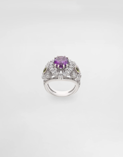  Dolce & Gabbana Dolce & Gabbana Eleganza Ring 18-carat White Gold, Amethyst, Peridots, And Sapphires - Woman Rings White 54 