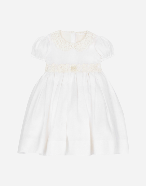  Dolce & Gabbana Dolce & Gabbana Empire-line Muslin Christening Dress With Short Sleeves - Man Dresses White Cotton 6 Months 