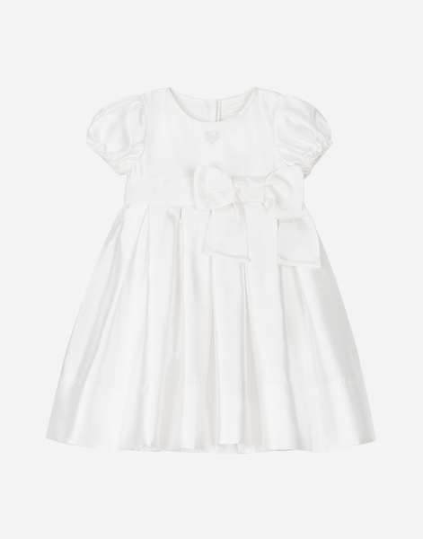  Dolce & Gabbana Dolce & Gabbana Empire-line Silk Mikado Christening Dress With Short Sleeves - Man Topwear White Silk 3 Months 