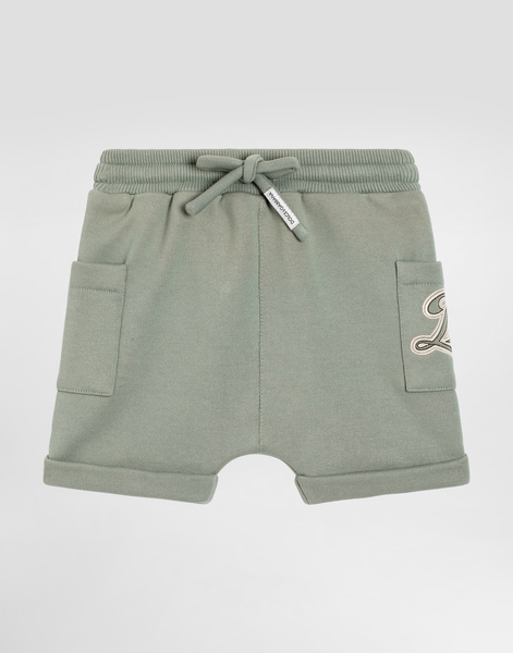  Dolce & Gabbana Dolce & Gabbana Fleece Bermuda Shorts With Dg Embroidery - Man Trousers And Shorts Green 24/30 Months 