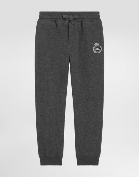  Dolce & Gabbana Dolce & Gabbana Fleece Trousers With Heraldic Dg Patch - Man Trousers And Shorts Gray 12 Years 