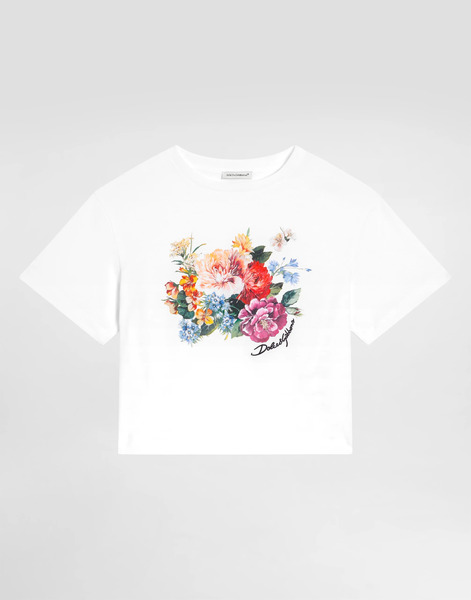 Dolce & Gabbana Dolce & Gabbana Flower-print Short-sleeved Jersey T-shirt - Woman T-shirts And Sweatshirts White 6 Years 