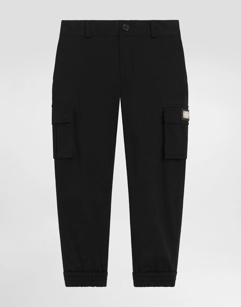  Dolce & Gabbana Dolce & Gabbana Gabardine Cargo Pants With Branded Metal Tag - Man Trousers And Shorts Black 12+ Years 