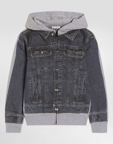  Dolce & Gabbana Dolce & Gabbana Hooded Sweatshirt With Denim-effect Print - Man T-shirts And Sweatshirts Multi-colored 3 Years 