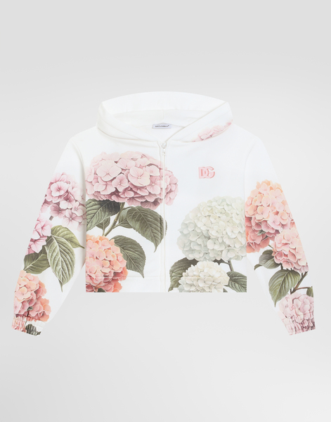 Dolce & Gabbana Dolce & Gabbana Hydrangea-print Hooded Sweatshirt With Patch - Woman T-shirts And Sweatshirts White 6 Years 