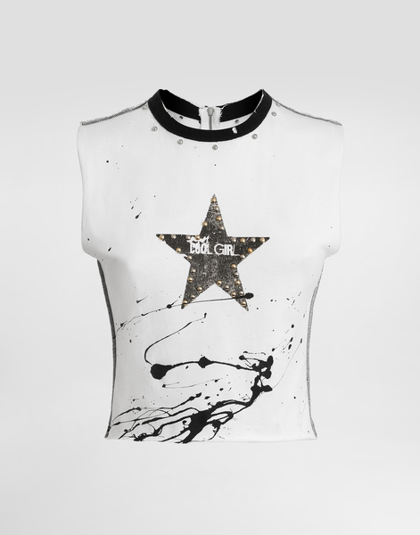  Dolce & Gabbana Dolce & Gabbana Jersey Sleeveless T-shirt With Print - Woman T-shirts And Sweatshirts Multi-colored 46 