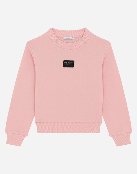  Dolce & Gabbana Dolce & Gabbana Jersey Sweatshirt With Logo Tag - Baby Female T-shirts And Sweatshirts Rosa 10 Years 