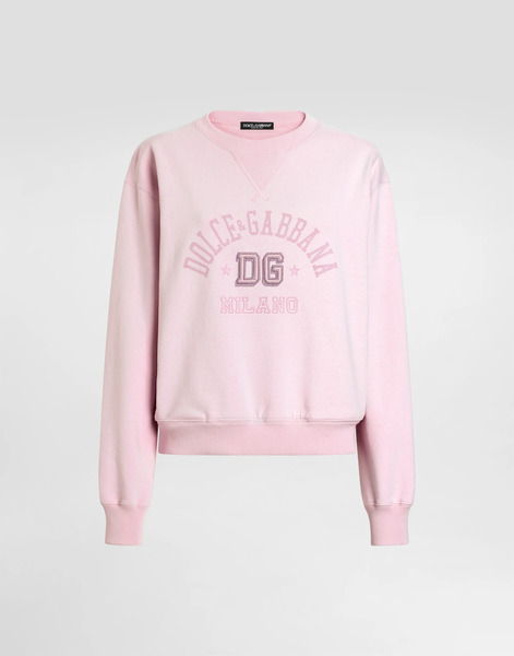  Dolce & Gabbana Dolce & Gabbana Jersey Sweatshirt With Raised Dg Embroidery - Woman T-shirts And Sweatshirts Pink 44 