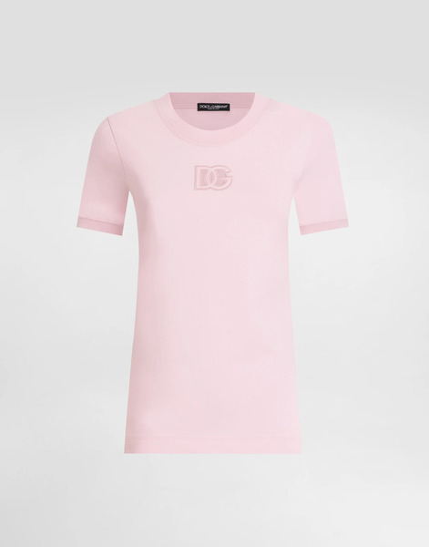  Dolce & Gabbana Dolce & Gabbana Jersey T-shirt With Raised Dg Logo Embroidery - Woman T-shirts And Sweatshirts Pink 38 