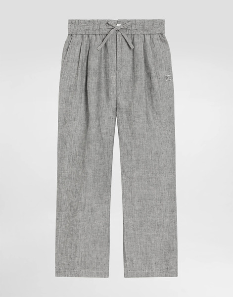  Dolce & Gabbana Dolce & Gabbana Jogging Trousers In Washed Linen Canvas - Man Trousers And Shorts Gray 6 Years 