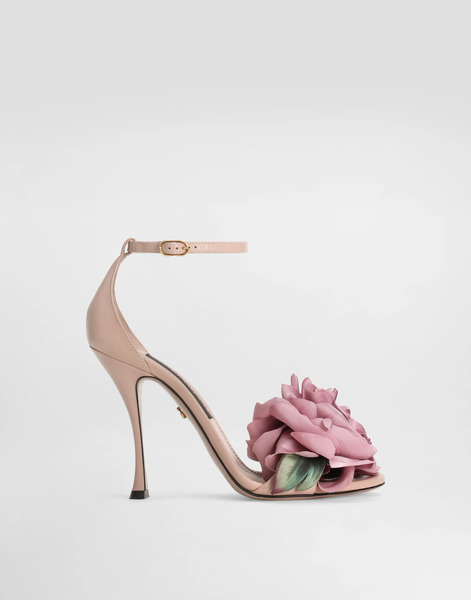  Dolce & Gabbana Dolce & Gabbana Keira Leather Sandals With Flower Application - Woman Sandals And Wedges Multicolor 38.5 