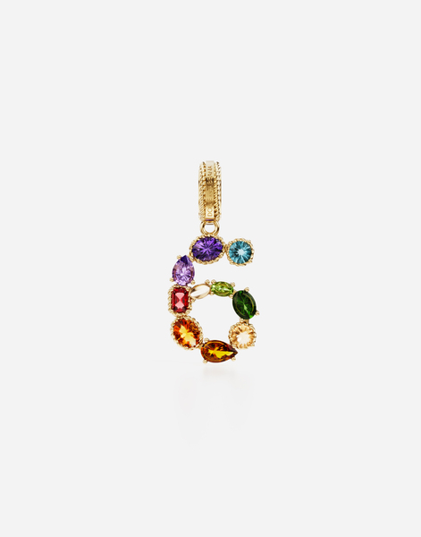  Dolce & Gabbana Dolce & Gabbana 18 Kt Yellow Gold Rainbow Pendant With Multicolor Finegemstones Representing Number 6 - Woman Charms Gold Onesize 