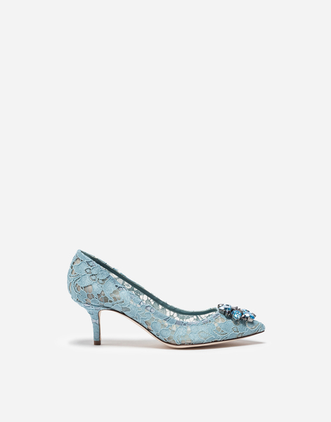  Dolce & Gabbana Dolce & Gabbana Lace Rainbow Pumps With Brooch Detailing - Woman Pumps And Slingback Light Blue Lace 40.5 