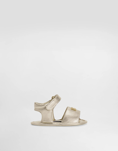  Dolce & Gabbana Dolce & Gabbana Laminated Nappa Leather Sandals - Woman Newborn Girls' Shoes (16-20) Grey Leather 16 