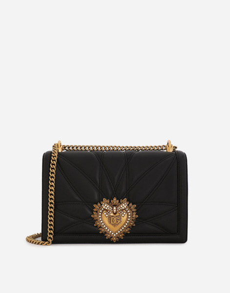  Dolce & Gabbana Dolce & Gabbana Large Devotion Bag In Quilted Nappa Leather - Woman Shoulder And Crossbody Bags Black Leather Onesize 
