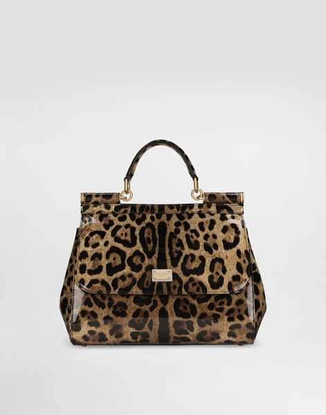 Dolce & Gabbana Dolce & Gabbana Large Sicily Handbag In Leo-print Polished Calfskin - Woman Handbags Animal Print Leather Onesize 