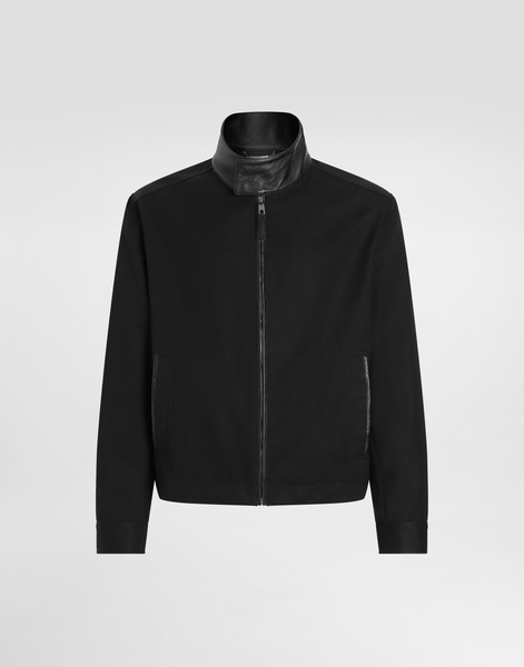  Dolce & Gabbana Dolce & Gabbana Leather And Technical Fabric Jacket With A High Neck And Tag - Man Coats And Jackets Black 56 