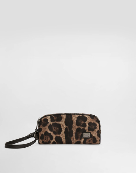  Dolce & Gabbana Dolce & Gabbana Leopard-print Nylon Necessaire - Man Briefcase And Clutches Animal Print Onesize 
