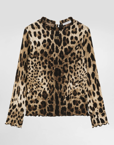  Dolce & Gabbana Dolce & Gabbana Leopard-print Ribbed Turtleneck - Woman Sweaters Animal Print 2 Years 