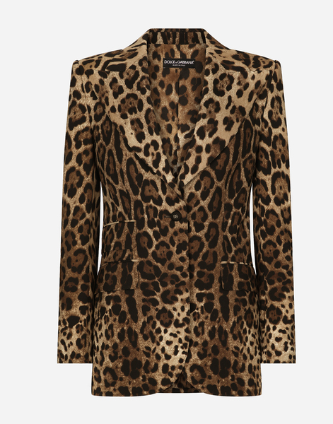  Dolce & Gabbana Dolce & Gabbana Leopard-print Wool Turlington Jacket - Woman Blazers Animal Print Wool 46 