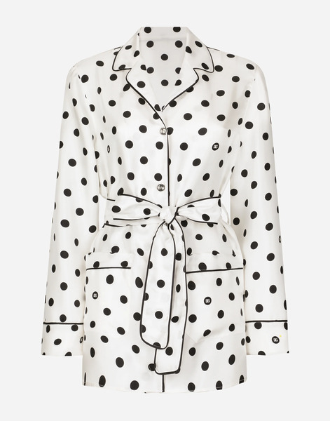  Dolce & Gabbana Dolce & Gabbana Long-sleeved Silk Pajama Shirt With Polka-dot Print - Woman Shirts And Tops Print 42 