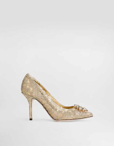  Dolce & Gabbana Dolce & Gabbana Lurex Lace Rainbow Pumps With Brooch Detailing - Woman Pumps And Slingback Gold 36.5 