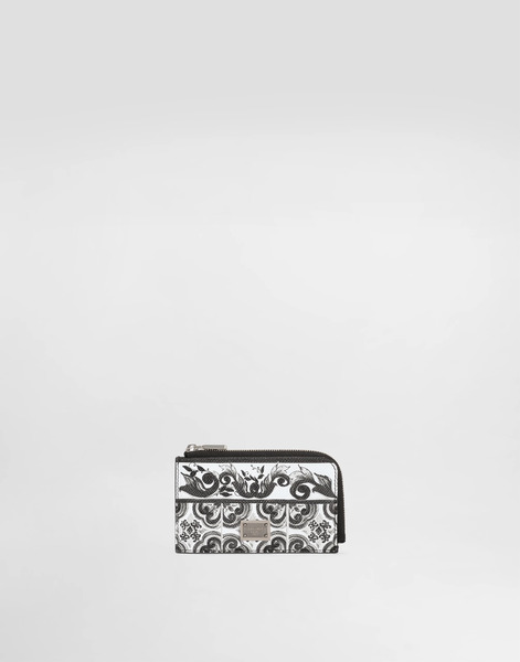  Dolce & Gabbana Dolce & Gabbana Majolica-print Calfskin Card Holder - Man Wallets And Small Leather Goods Multicolor Onesize 