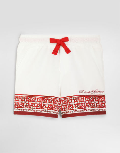  Dolce & Gabbana Dolce & Gabbana Majolica-print Double Piqué Bermuda Shorts - Man Trousers And Shorts Multicolor 3/6 Months 