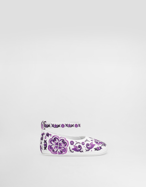  Dolce & Gabbana Dolce & Gabbana Majolica-print Nappa Leather Ballet Flats - Woman Newborn Girls' Shoes (16-20) Multicolor Leather 18 