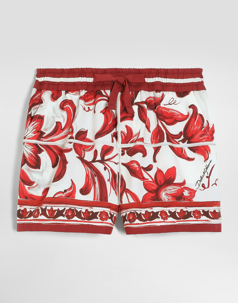  Dolce & Gabbana Dolce & Gabbana Majolica-print Poplin Bermuda Shorts - Man Trousers And Shorts Multicolor 9/12 Months 