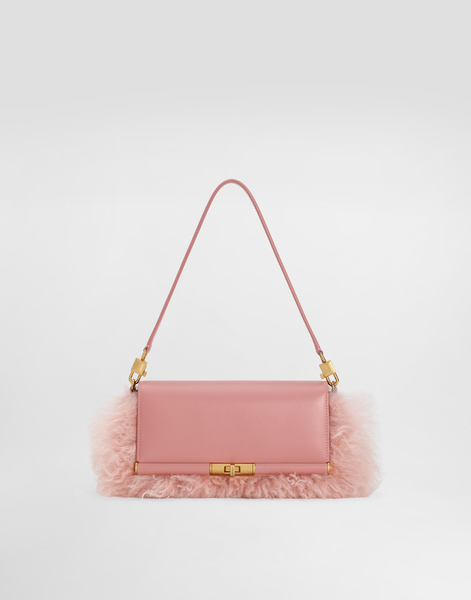  Dolce & Gabbana Dolce & Gabbana Marlene Shearling And Palmellato Calfskin Shoulder Bag - Woman Clutches And Mini Bags Multicolor Onesize 