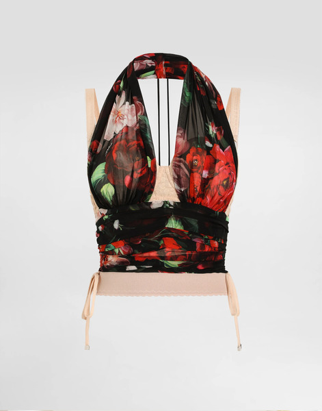  Dolce & Gabbana Dolce & Gabbana Marquisette And Chiffon Corset Top With Floral Print - Woman Shirts And Tops Print 46 